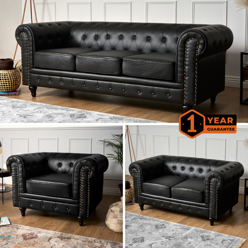 Faux leather chesterfield - leather,