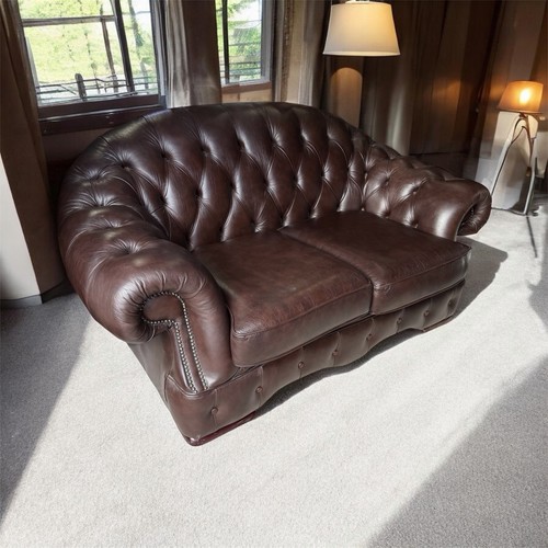 Brown leather chesterfield - brown,
