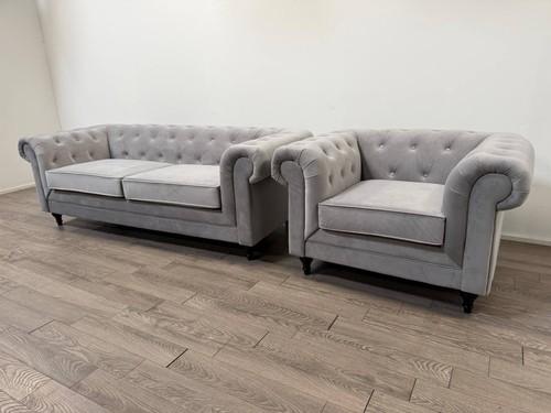 Chesterfield light grey - chesterfield, velvet